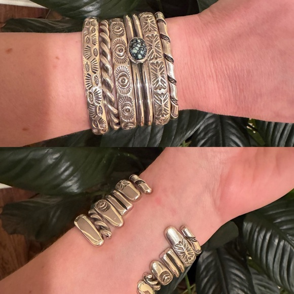 Native American Sterling Silver Double Twist Rope Style Cuff Bracelet - Picture 10 of 16